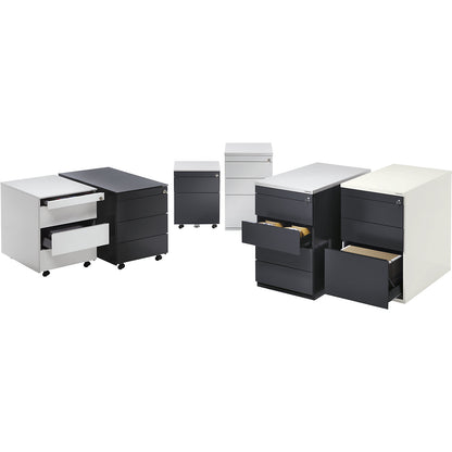 Drawer pedestal, HxD 720 x 800 mm, 4 drawers, charcoal / charcoal / light grey.