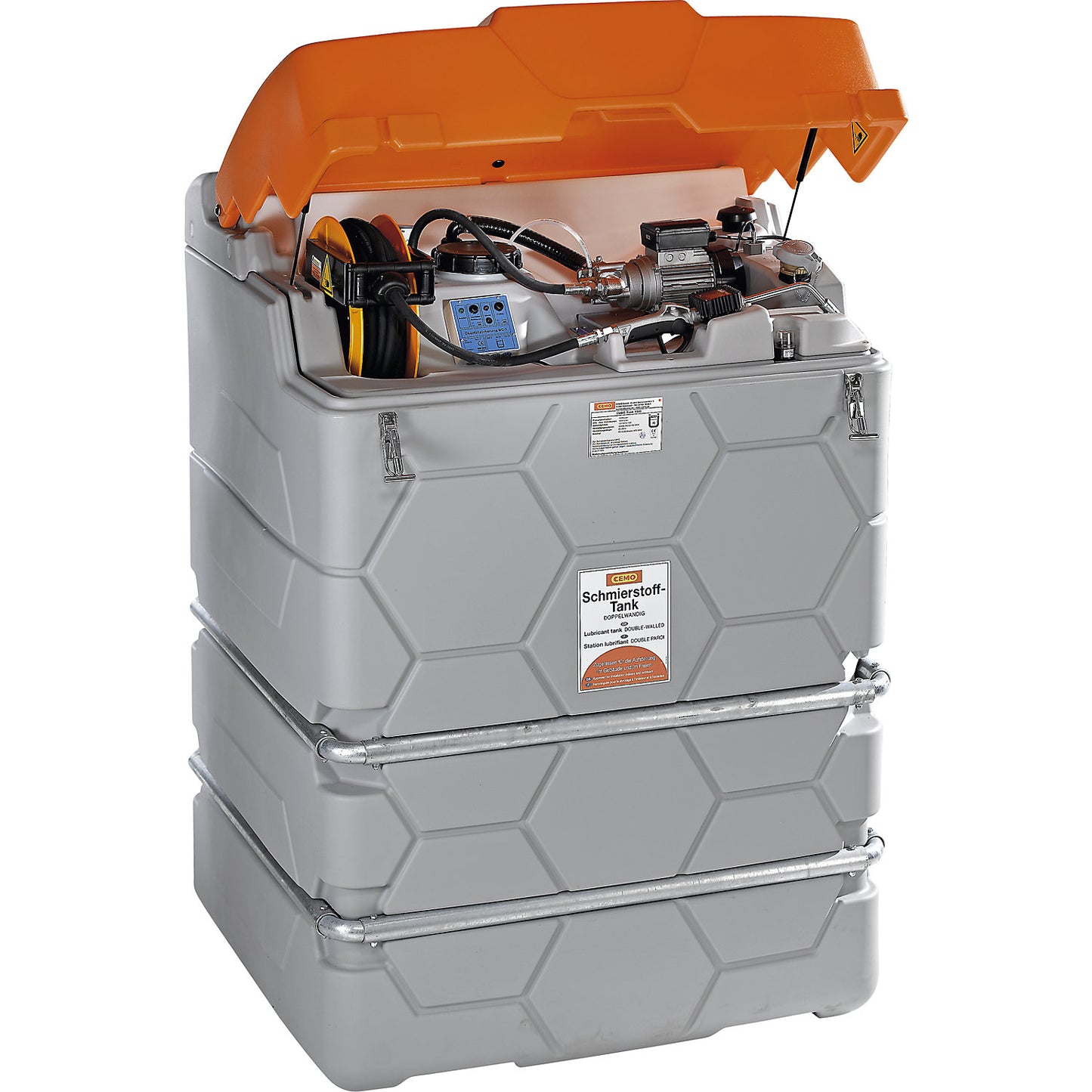 CUBE lubricant tank, Outdoor Premium, with hinged lid, capacity 2500 l.