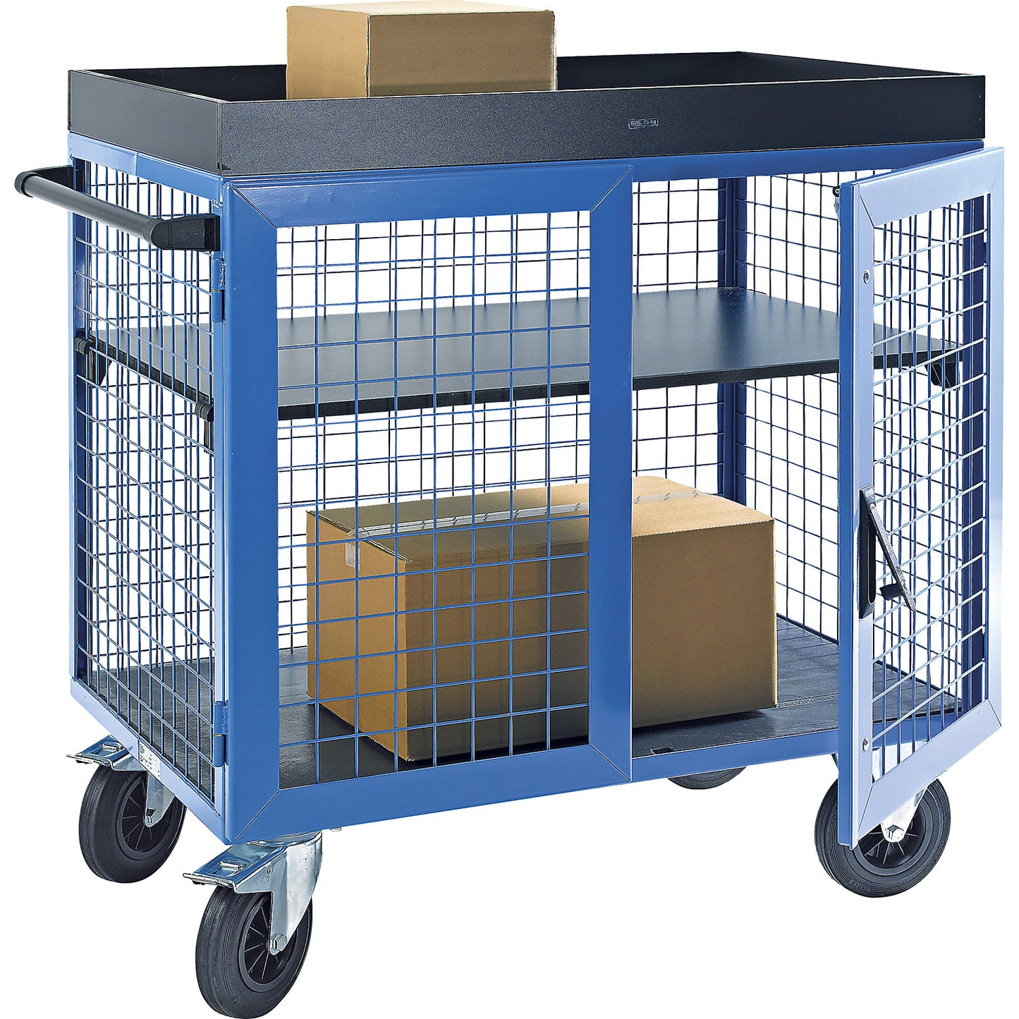 KOMPAKT cupboard trolley, front and sides made of steel mesh, without shelf.