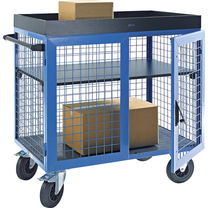 KOMPAKT cupboard trolley, front and sides made of steel mesh, without shelf.