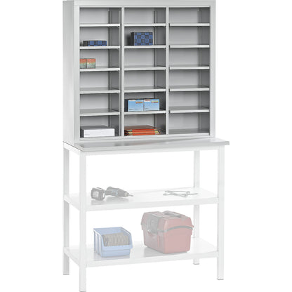 Organisation and sorting station, single, light grey.