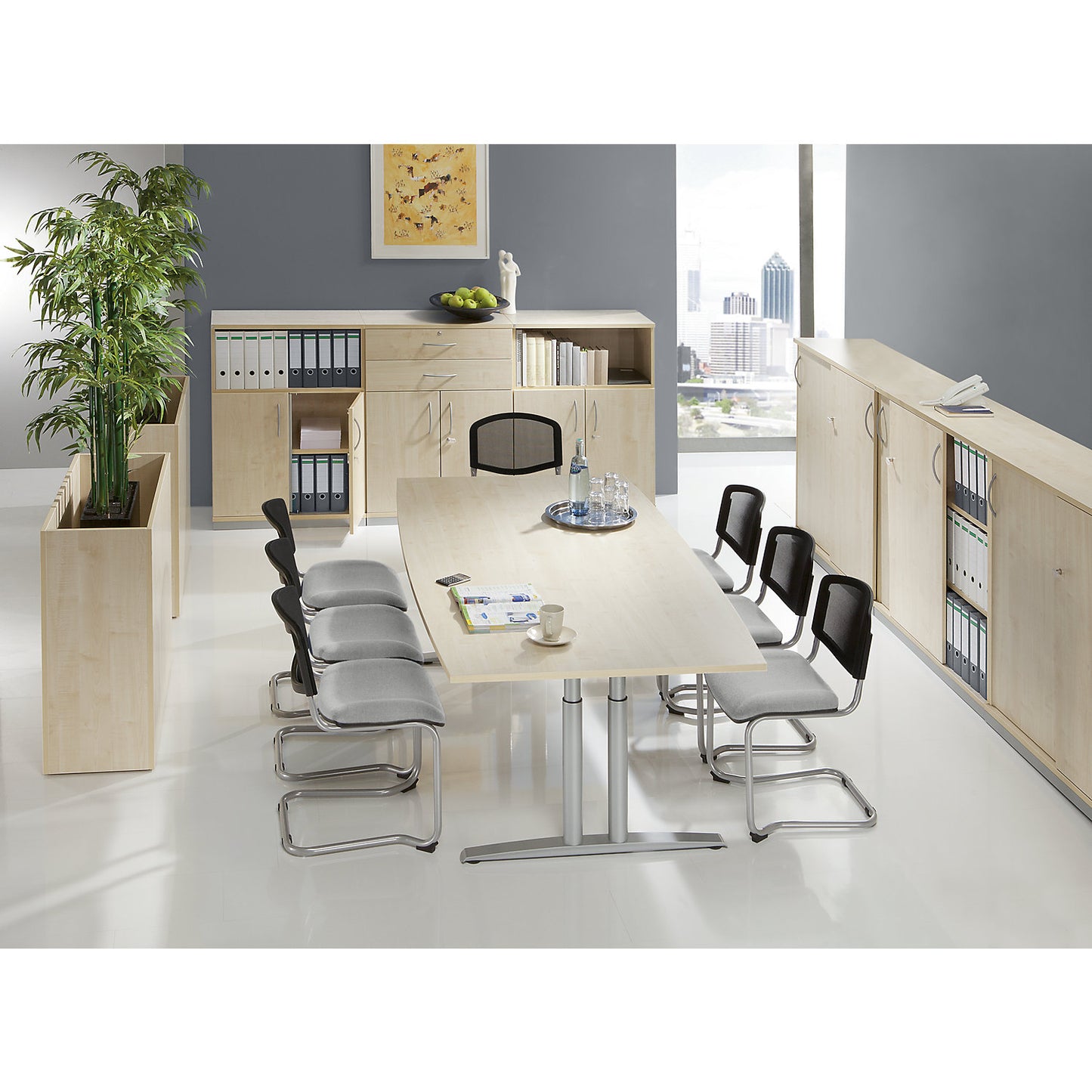THEA - Conference table, with 4-legged frame, width 1800 mm, antique white.