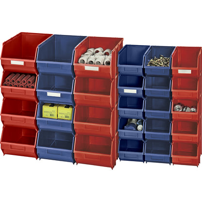 Open fronted storage bin, self-supporting, LxWxH 500 x 307 x 190 mm, pack of 4, blue, pack of 4.