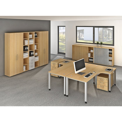 RENATUS - Shelf unit, HxW 2154 x 400 mm, 5 shelves, beech finish.