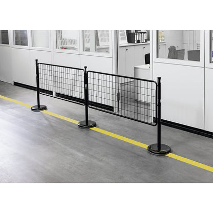 Barrier post extension set with mesh, 1 post, 1 mesh panel, black.