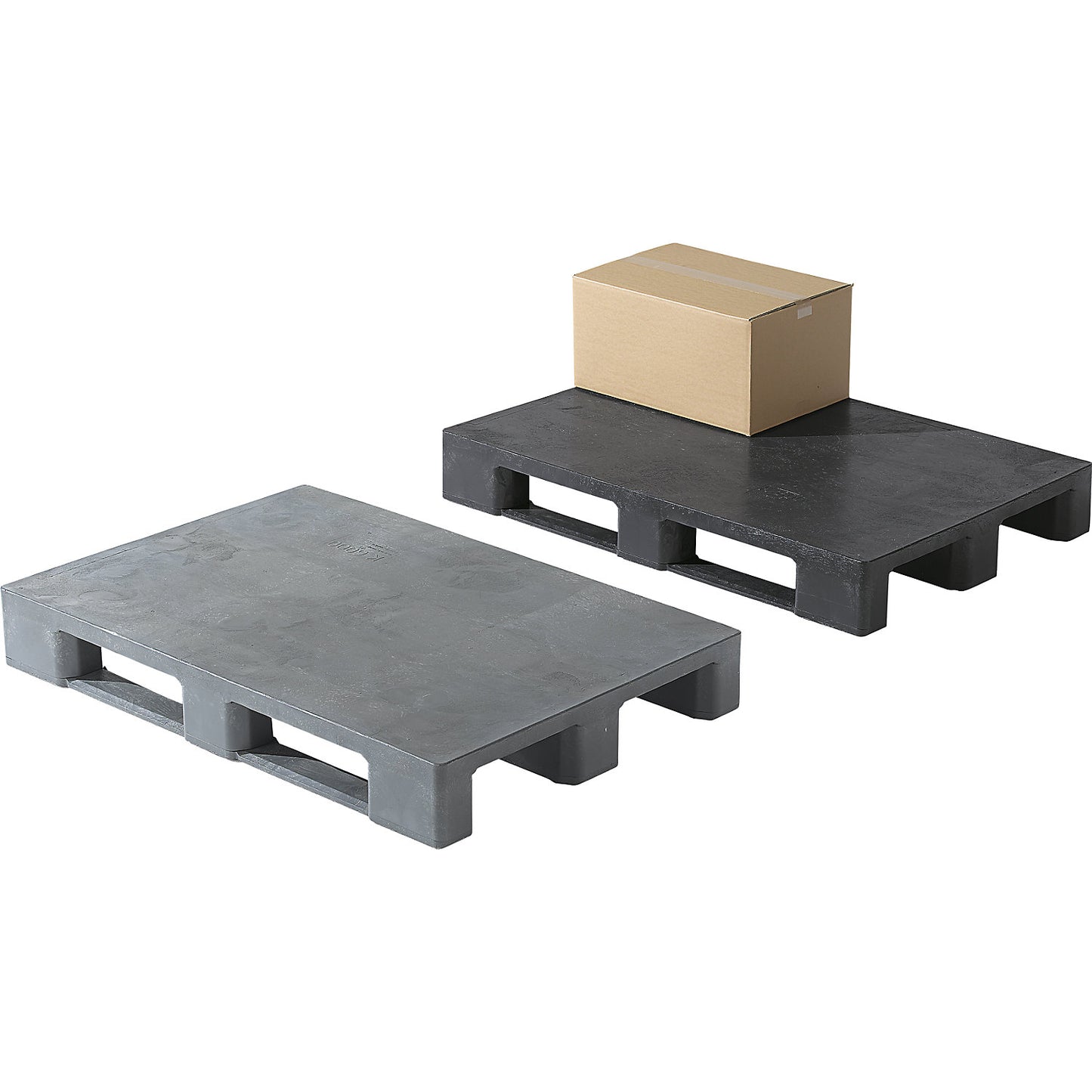 Plastic EURO pallet, without raised edges, closed top deck, charcoal.