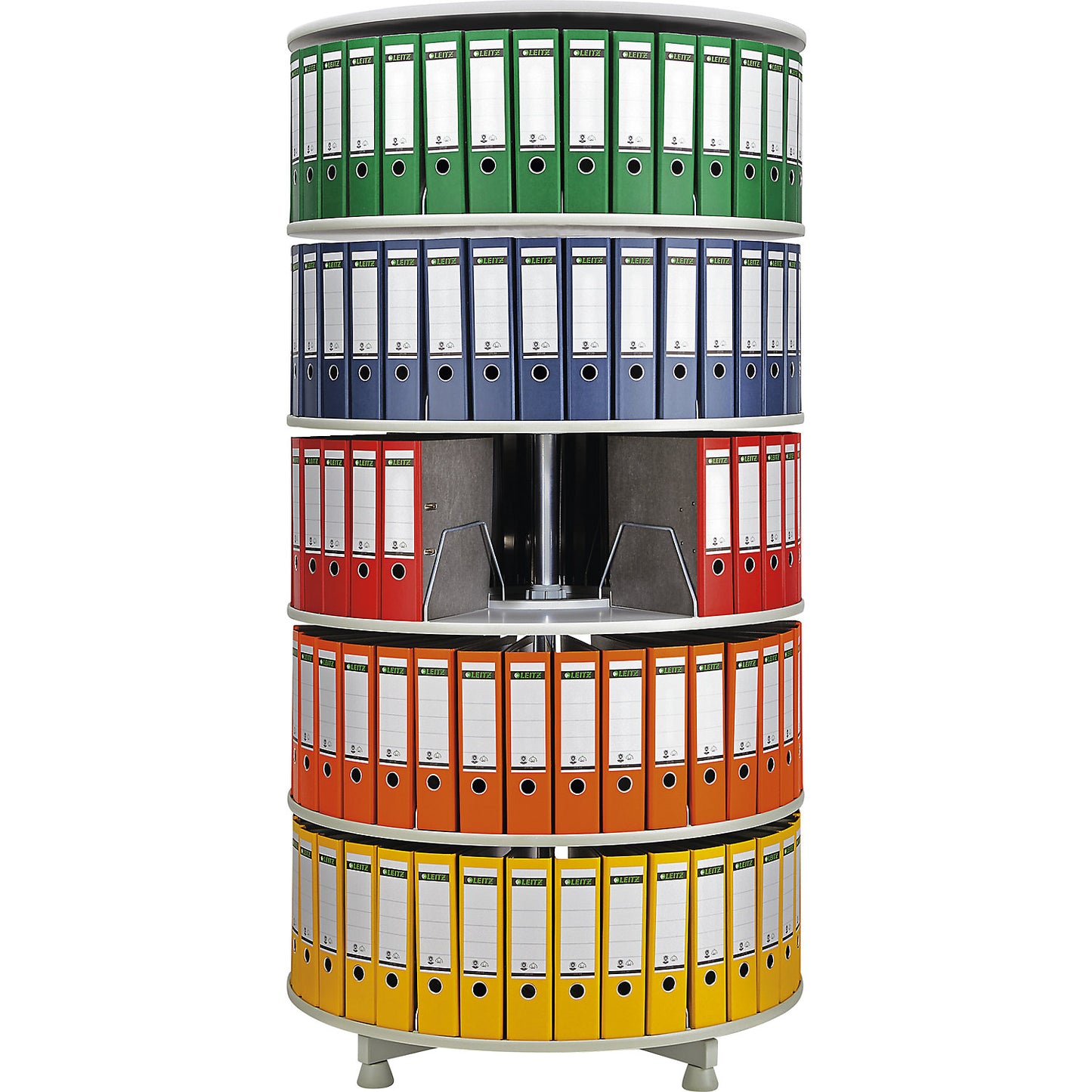 Rotary filing system, shelf Ø 1000 mm, 4 shelves, beech finish.