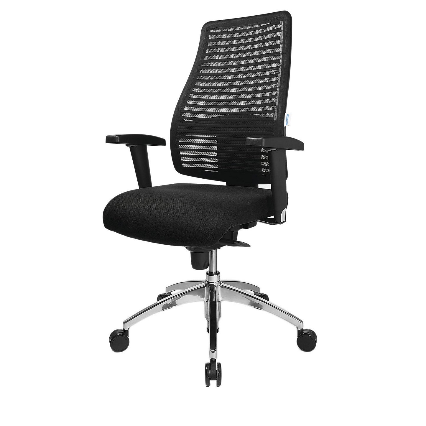 Operator swivel chair, with mesh back rest, back rest height 600 mm, black cover.