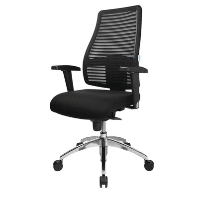 Operator swivel chair, with mesh back rest, back rest height 600 mm, black cover.
