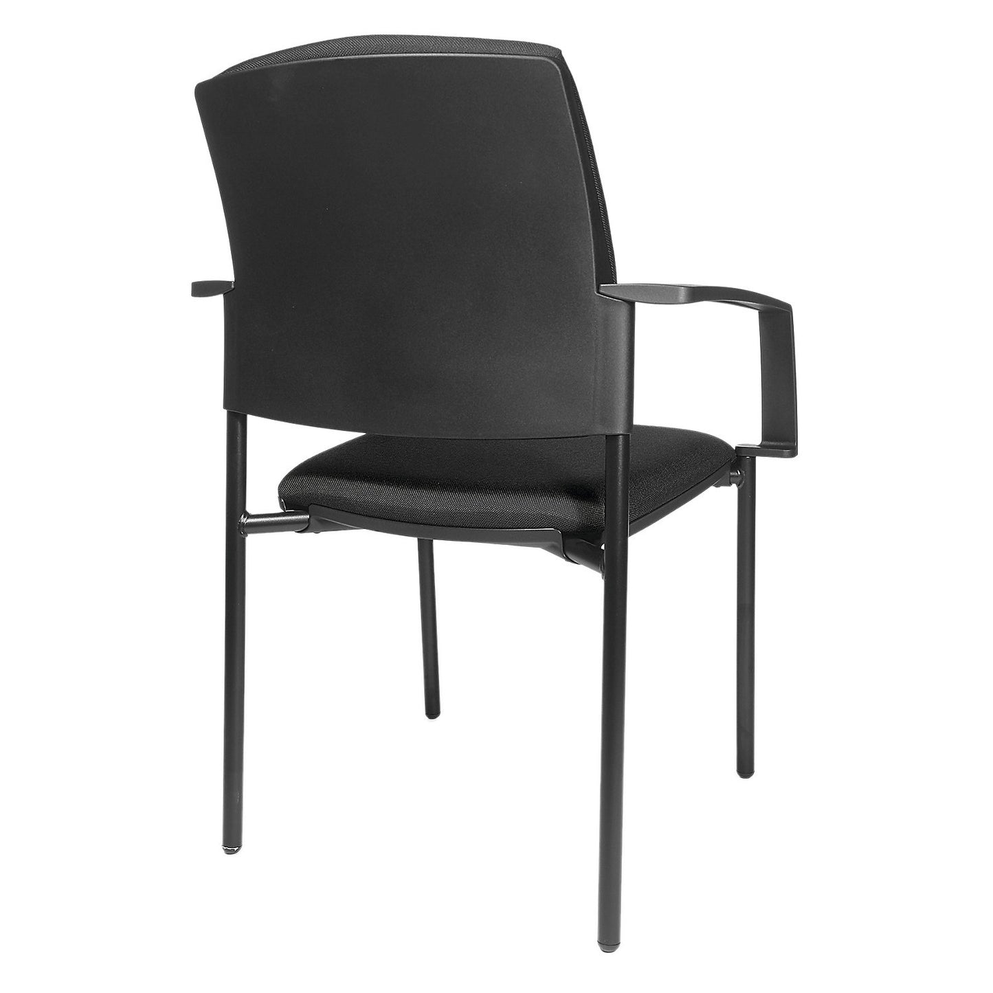 Padded stacking chair, four-legged frame, pack of 2, black frame, black upholstery.