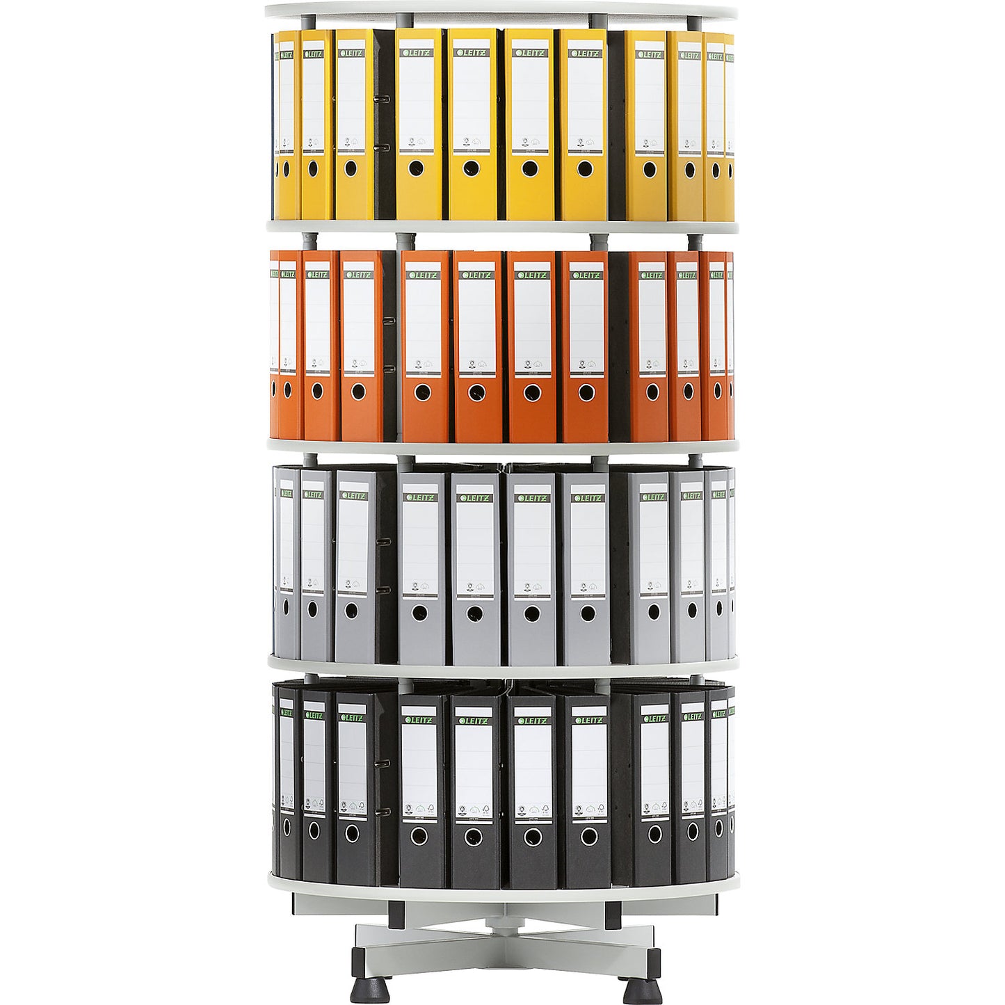 Rotary filing system, Ø 800 mm, 4 shelves, light grey.