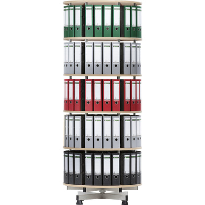 Rotary filing system, Ø 800 mm, 6 shelves, light grey.