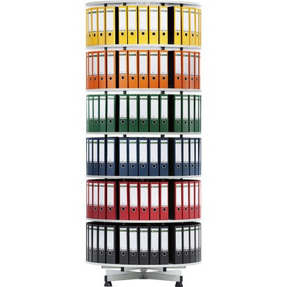 Rotary filing system, Ø 1000 mm, 6 shelves, light grey.
