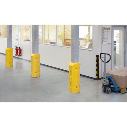 Column and post guard, made of polyethylene, yellow, LxWxH 515 x 450 x 945 mm, internal dimension 215 x 235 mm.