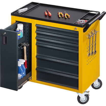JUMBO workshop trolley, with vertical drawers and 6 drawers, HxWxD 935 x 900 x 460 mm, gentian blue.