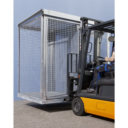 Assembled mesh gas cylinder cage, 78 cylinders with Ø 230 mm, grate floor.