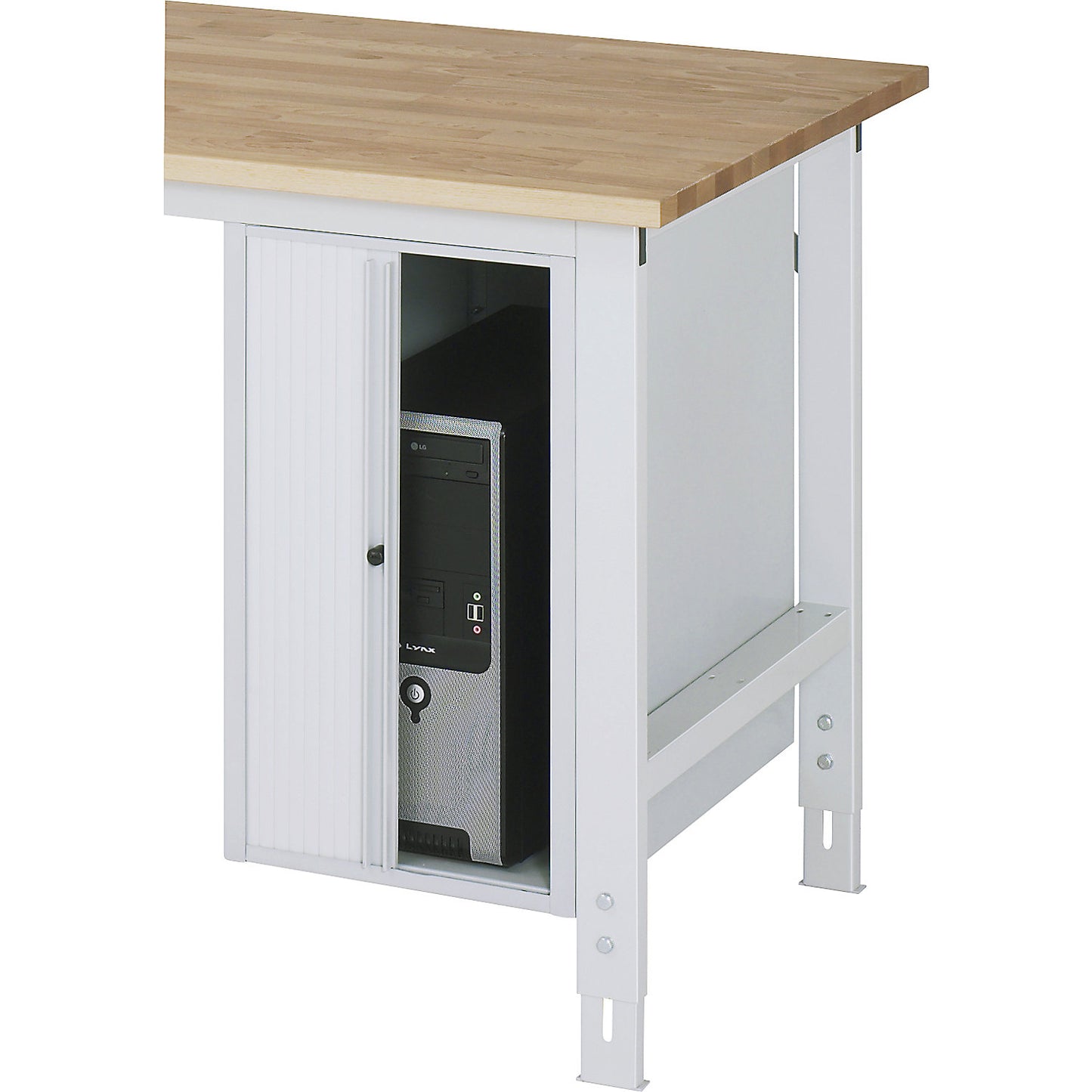 PC roller shutter cupboard, HxWxD 620 x 360 x 650 mm, light grey.
