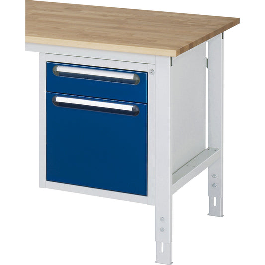 Add-on drawer unit, height 545 mm, 2 drawers, light grey / gentian blue.