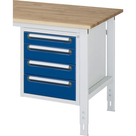 Add-on drawer unit, height 545 mm, 4 drawers, light grey / gentian blue.