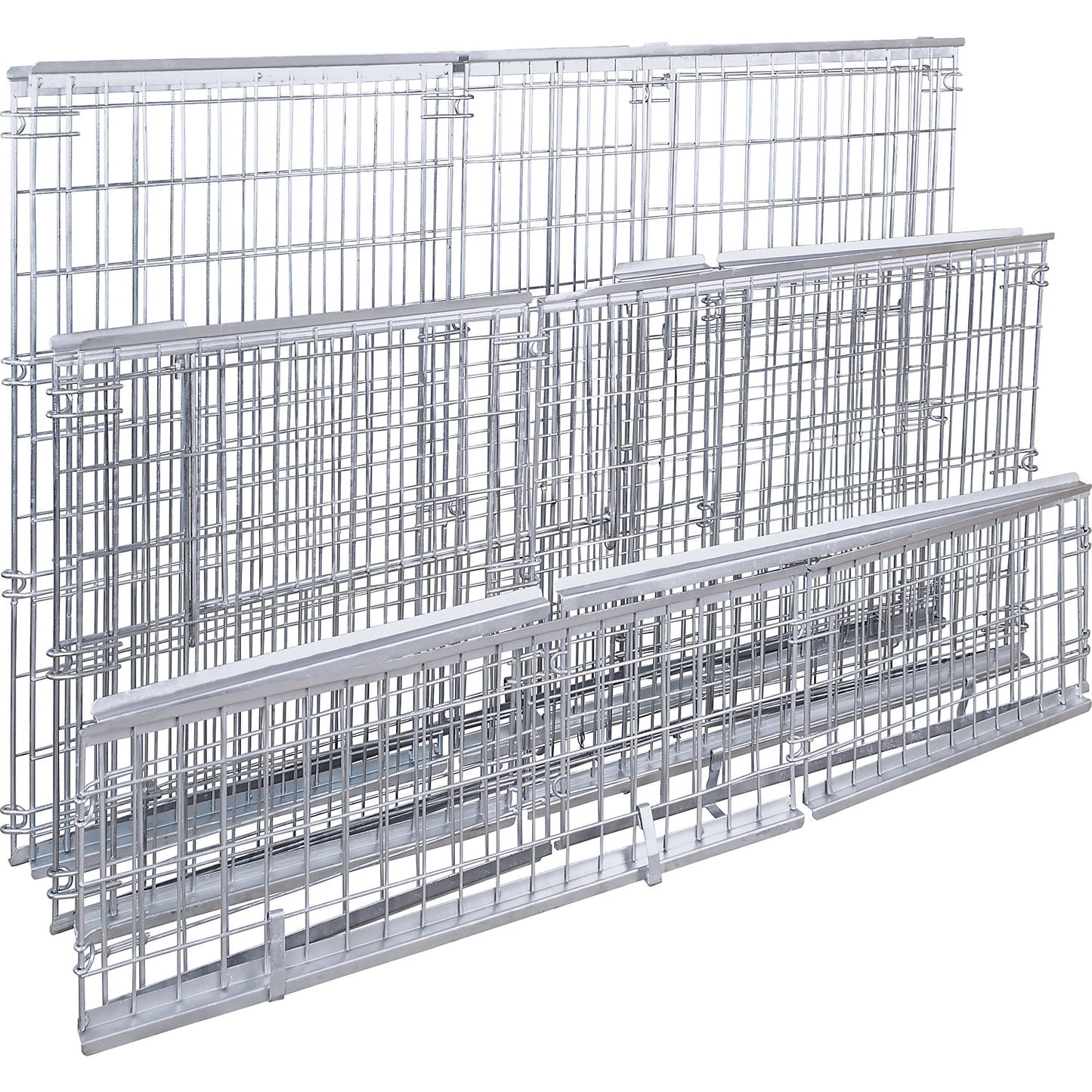 Mesh pallet collar, for stacking, front panel with flap, for pallets 1200 x 800, H 850 mm, zinc-plated.