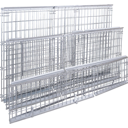 Mesh pallet collar, for stacking, long side with flap, for pallets 1200 x 800, H 850 mm, zinc-plated.