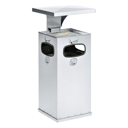 Waste collector with ashtray insert, capacity 38 l, WxHxD 395 x 910 x 395 mm, stainless steel.
