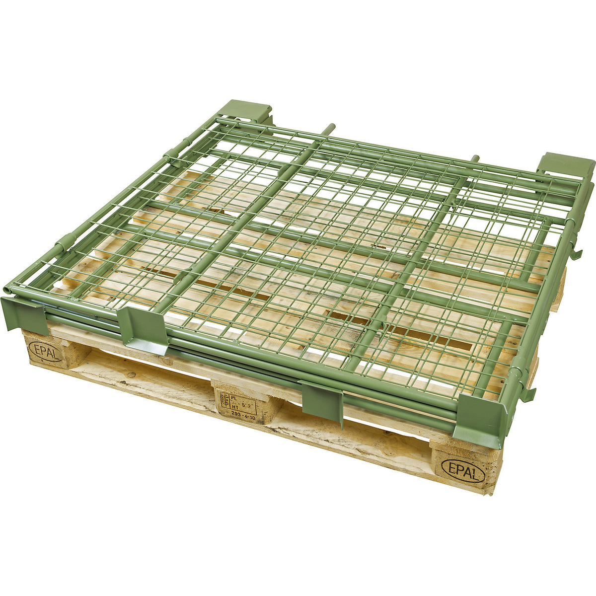 Mesh stacking frames, for attaching, long side with half drop-gate, for pallets 1200 x 1000, H 1800 mm.