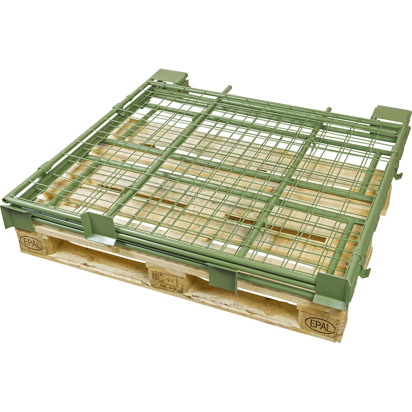 Mesh stacking frames, for attaching, long side removable in 2 parts, for pallets 1200 x 1000, H 1600 mm.