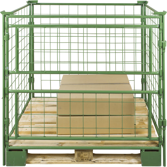 Mesh stacking frames, for attaching, long side removable in 2 parts, for pallets 1200 x 1000, H 1000 mm.