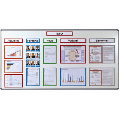 Magnetic display pocket, for headings, A4 portrait / A5 landscape, 225 x 60 mm, blue frame, pack of 10.