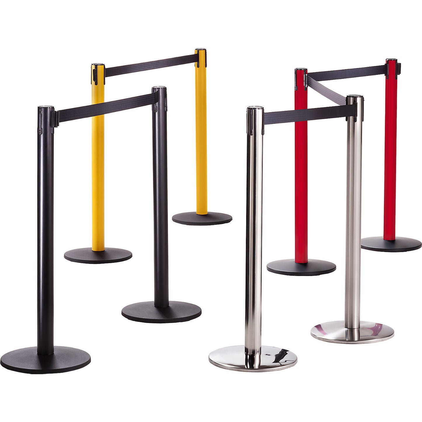 Belt barrier, steel, belt extension 2300 mm, chrome plated, pack of 2.