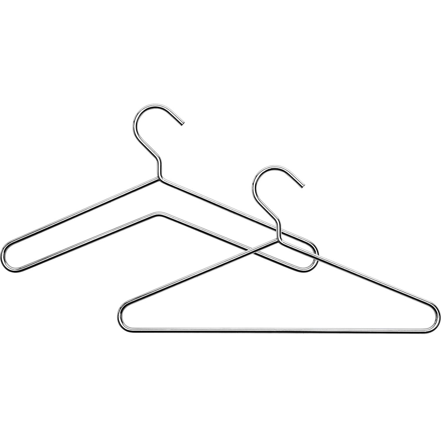 Coat hanger, solid steel rod, chrome plated, with trouser bar, pack of 10.