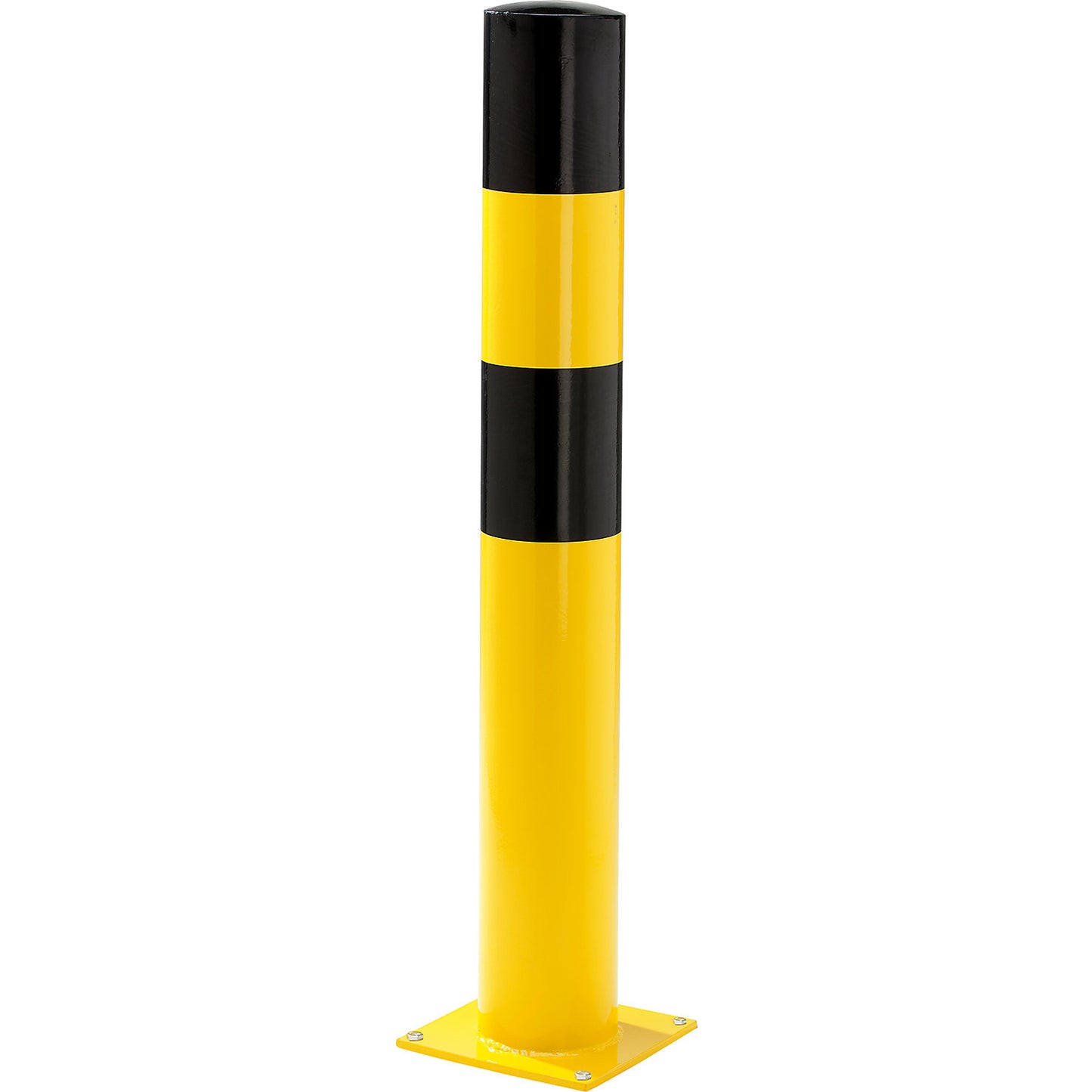 Crash protection bollard, Ø 159 mm, wall thickness 4.5 mm, for bolting in place, base plate 250 x 250 mm.