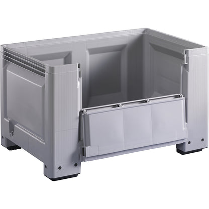 Pallet box, standard version, capacity 535 l, model with 4 feet, 1 side flap.