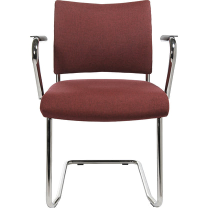 Visitors' chair, stackable, cantilever, upholstered back rest, pack of 2, bordeaux.