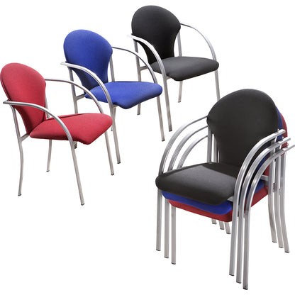 Padded stacking chair, seat HxWxD 470 x 450 x 490 mm, upholstery colour blue, pack of 2.