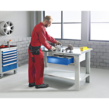 Workbench, modular system, height 850 mm, multiplex worktop, WxD 1500 x 700 mm.