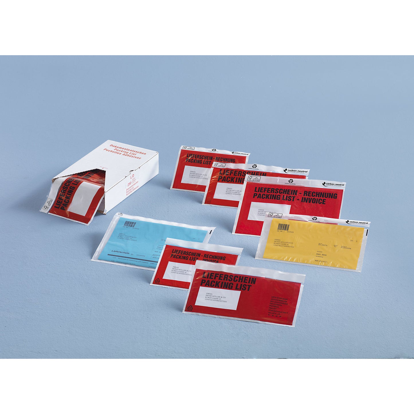 Document pouch, with FSC® certification, pack of 250, for C6, printed with ''Packing list''.