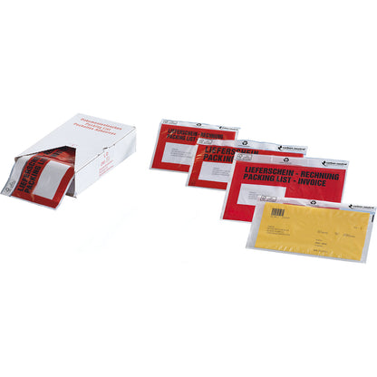 Document pouch, with FSC® certification, pack of 250, for C6, printed with ''Packing list''.