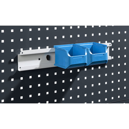 Holding rail, for open fronted storage bins, width 450 mm.