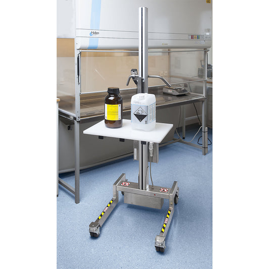 Mini lifter, max. load 65 kg, stainless steel, height 2182 mm.