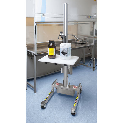 Mini lifter, max. load 65 kg, stainless steel, height 1932 mm.