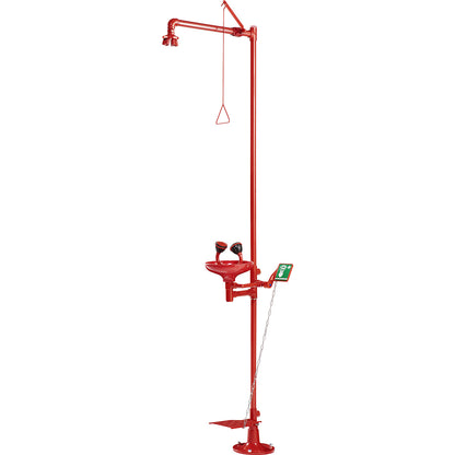 Body and eye emergency shower, HxD 2230 x 855 mm, green.