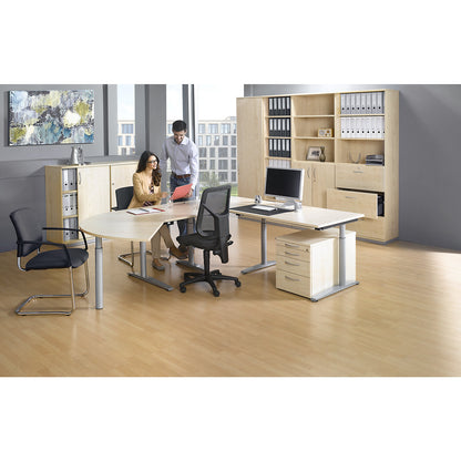 HANNA - Desk with C-foot frame, height adjustable 650 - 850 mm, width 800 mm, beech finish.