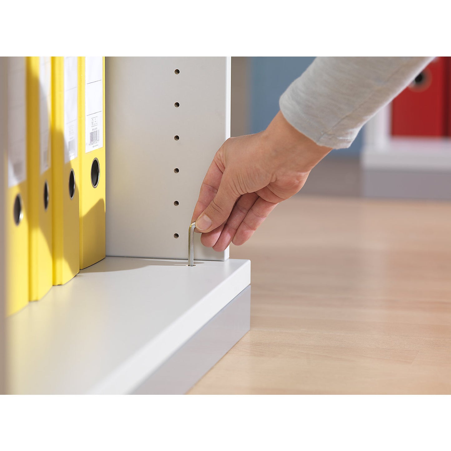 LENA - Sliding door cupboard, 1 shelf, 2 file heights, 2 sliding doors, HxWxD 722 x 800 x 442 mm, light grey.