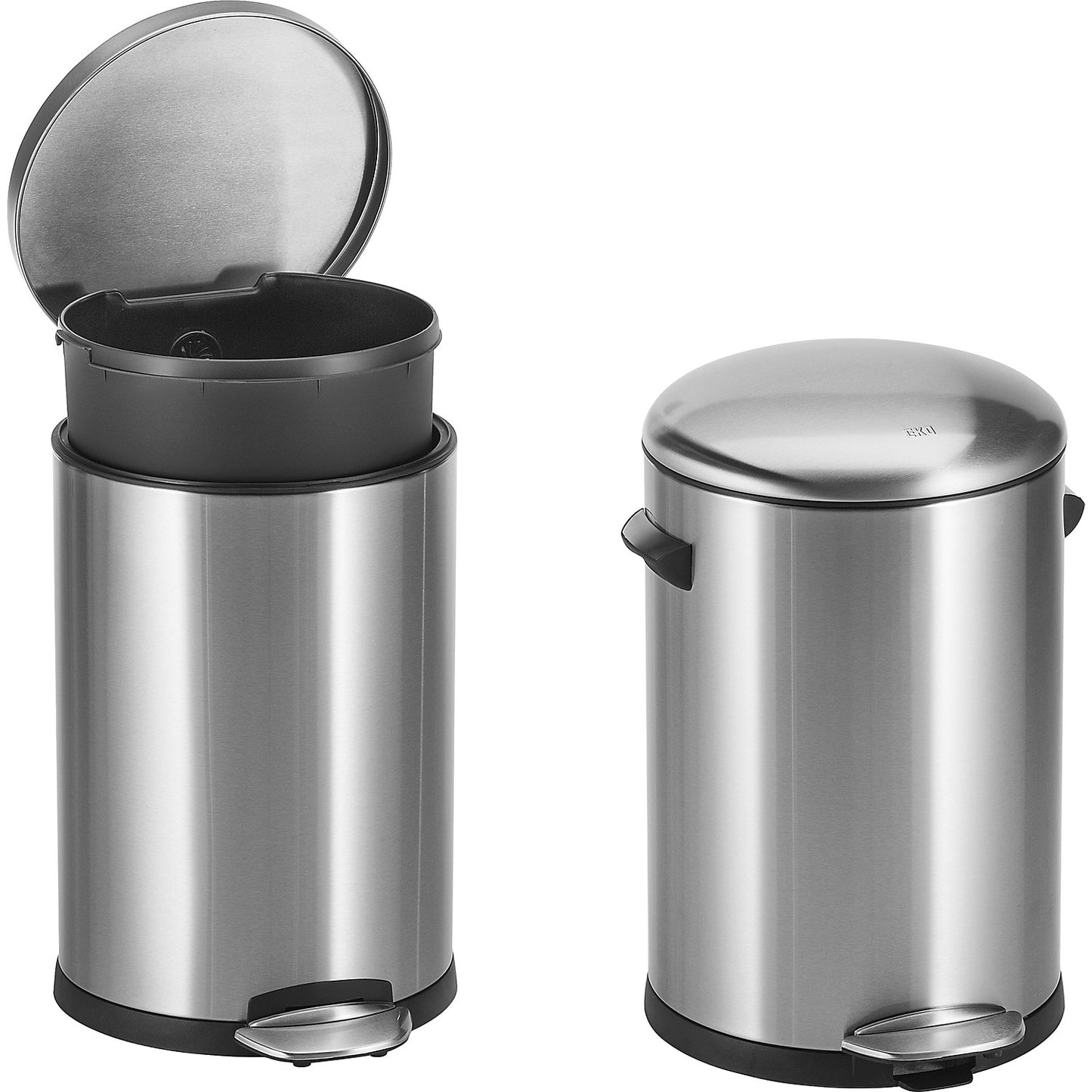 Stainless steel pedal bin, round, capacity 20 l, with pedal.