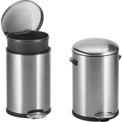 Stainless steel pedal bin, round, capacity 20 l, with pedal.