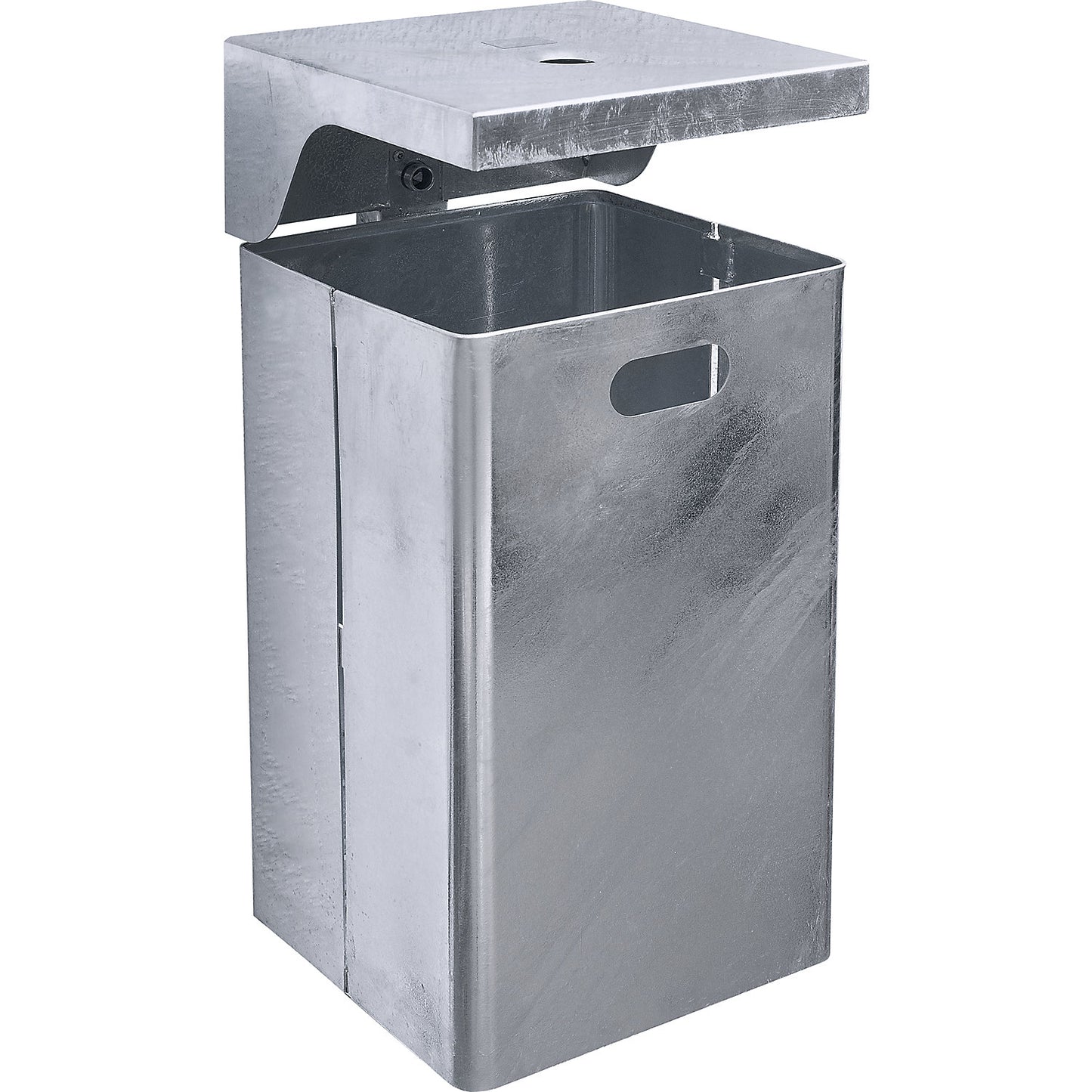 Waste collector for outdoor use, hot dip galvanised, capacity 50 l, WxHxD 310 x 685 x 360 mm, integrated ashtray.