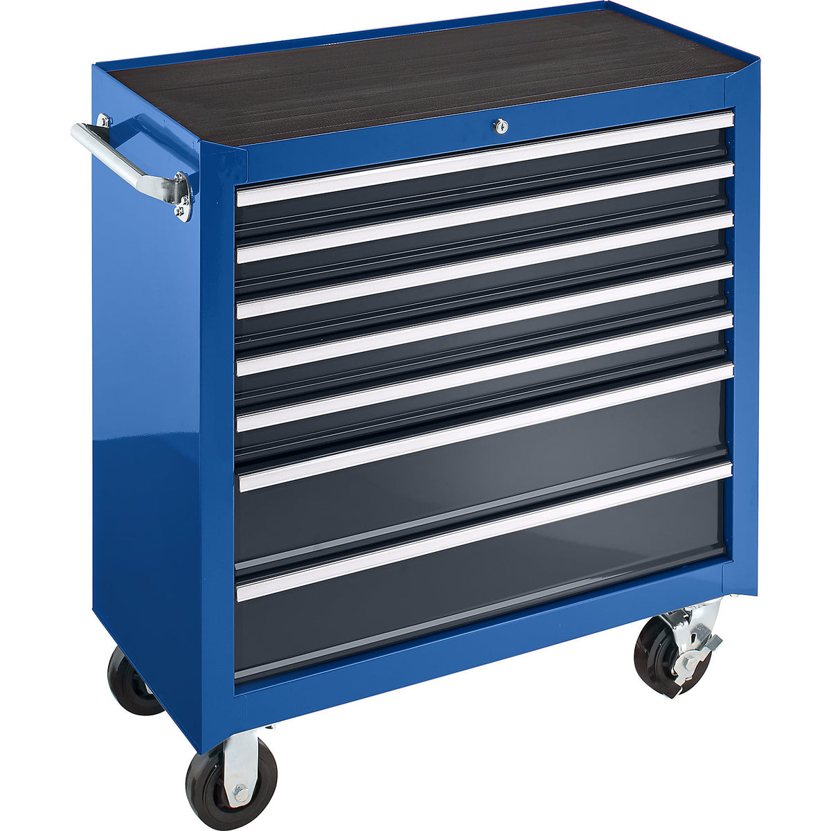 Workshop trolley, HxWxD 1010 x 914 x 458 mm, 7 drawers, blue.