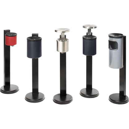 Safety pedestal ashtrays, 5.5 l, Ø 180, stainless steel.